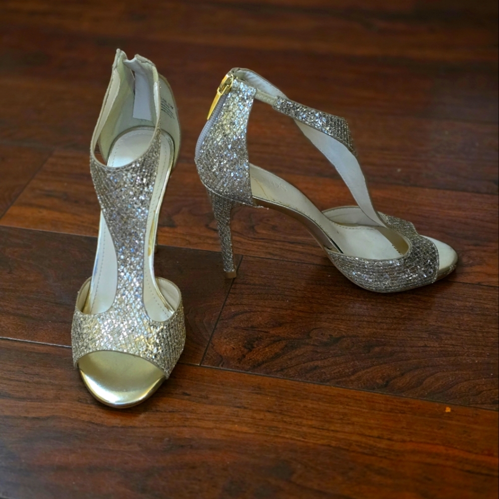 Gold colored wedding heels